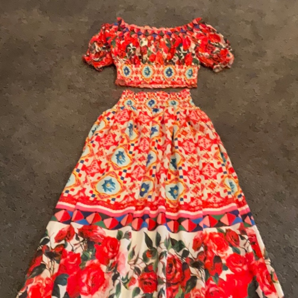 Floral skirt and top set